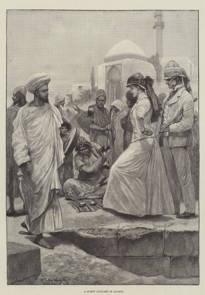 Een Straatgoochelaar in Algiers door Richard Caton Woodville junior